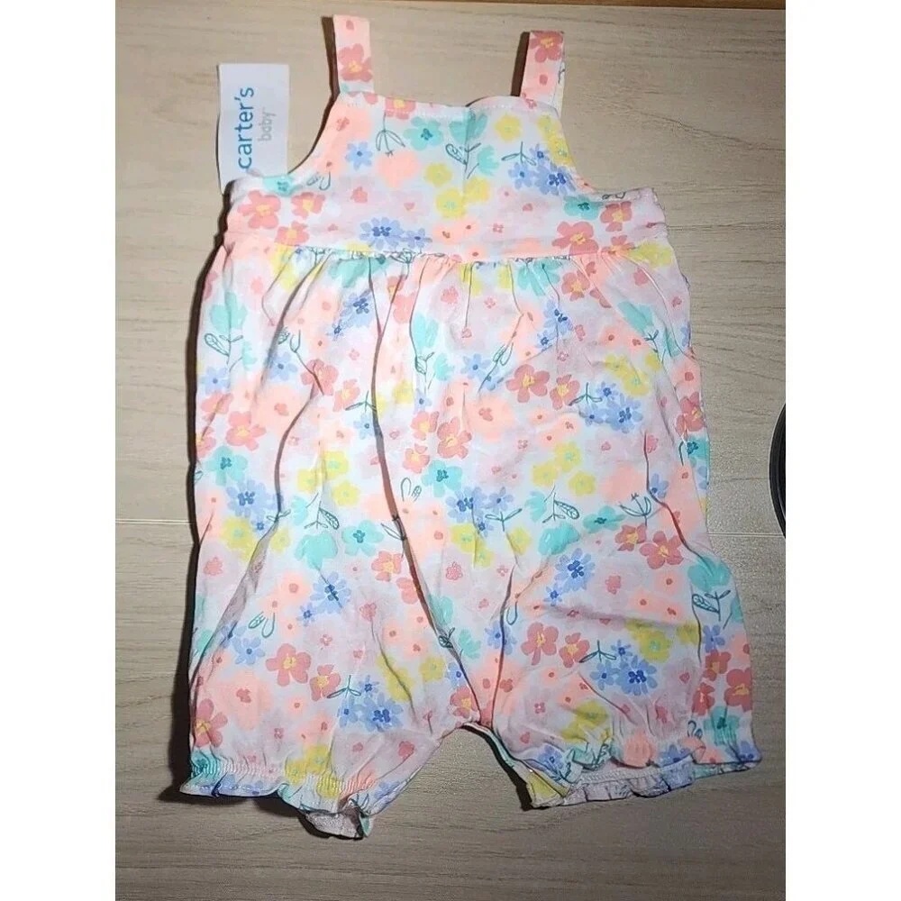 CARTER'S Baby Girls 6 Months  Multicolor Ruffle Floral Rompers